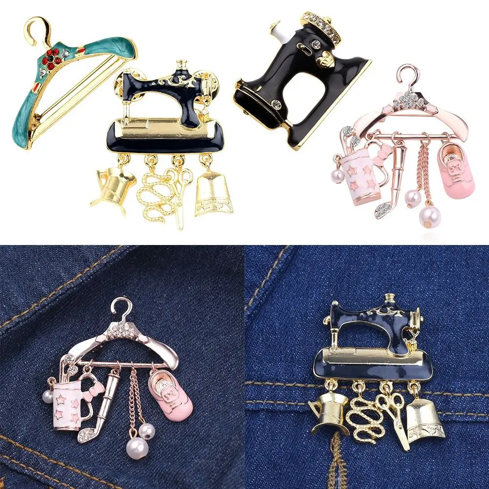 Fashion Badges Pendants Metal Suit Collar Pins Sewing Machine Brooch Hanger Brooches Enamel Brooch