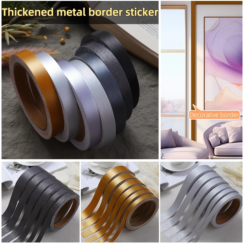 Metal self-adhesive border stickers,door frame stickers,edge wrapping stickers,gold/silver,detachable,wall seam decorative strip