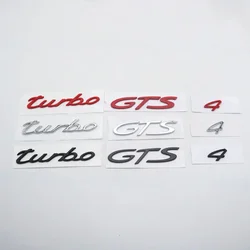Chrome Silver Black Red Letters Turbo 4 GTS Car Rear Trunk Lids Emblem Badges Sticker Decal
