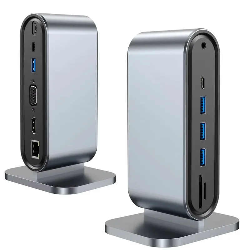 12-in-1 Multi-port Hub TF SD Card Reader RJ45 LAN Port USB 3.0 4K HD Video Transmission USB-C Multiport Adapter