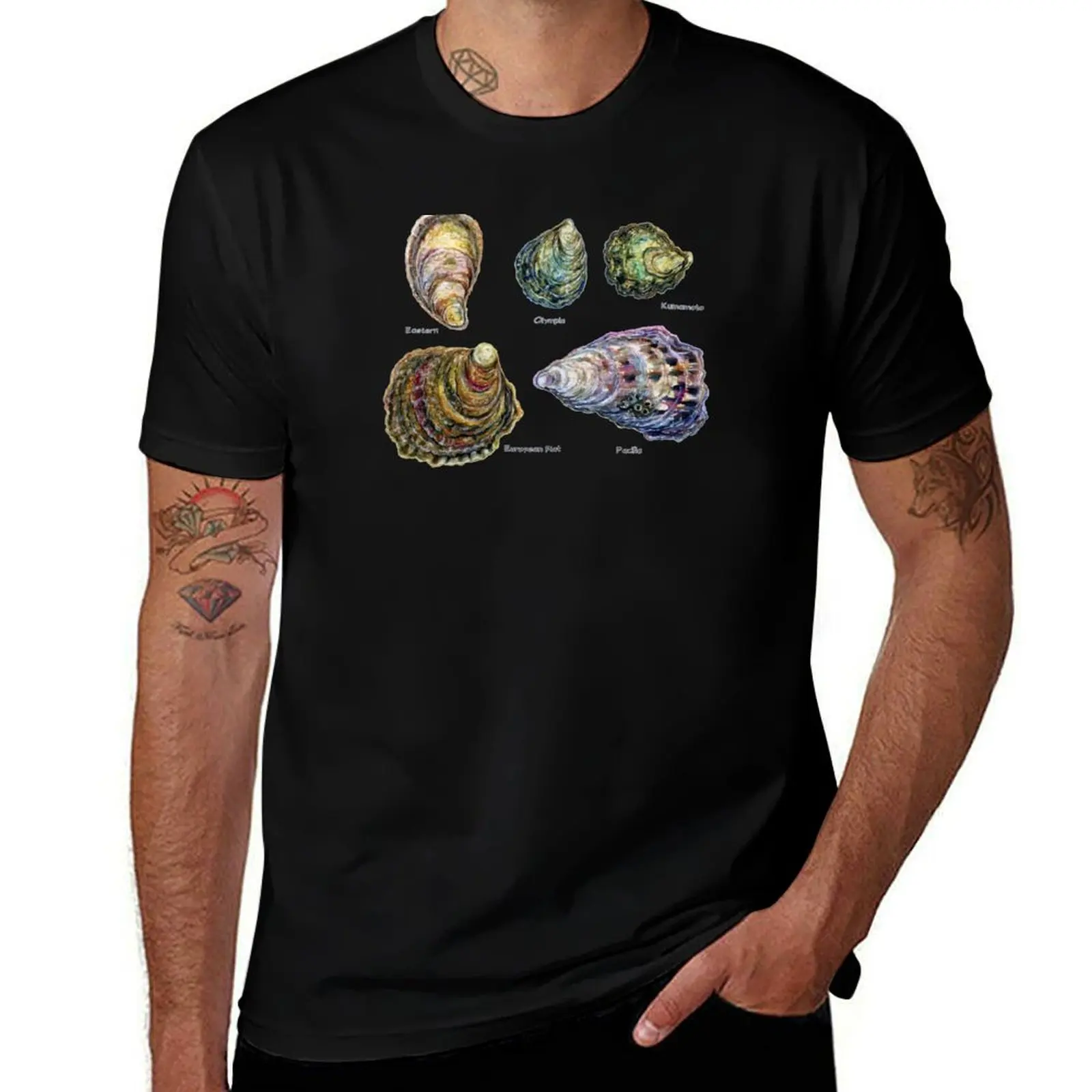 Oyster Types Watercolor T-Shirt Soft Lightweight Cotton T-Shirt