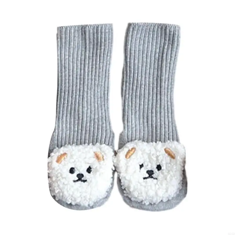 

Q22D милые детские нескользящие носки-тапочки с рисунком медведя, хлопковые носки, безопасные носки для малышей