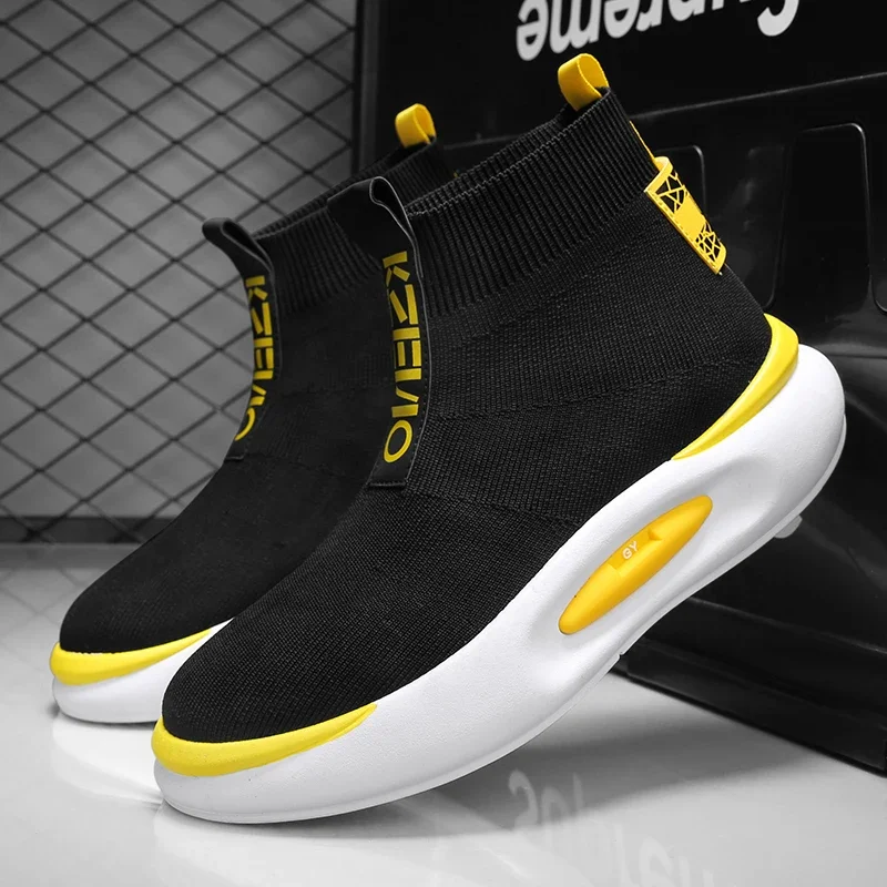 2025 Spring New Mens Casual Shoes Fashion High Elastic Socks Male Sneakers Comfortable Breathable Solid Color High-top Man Shoes