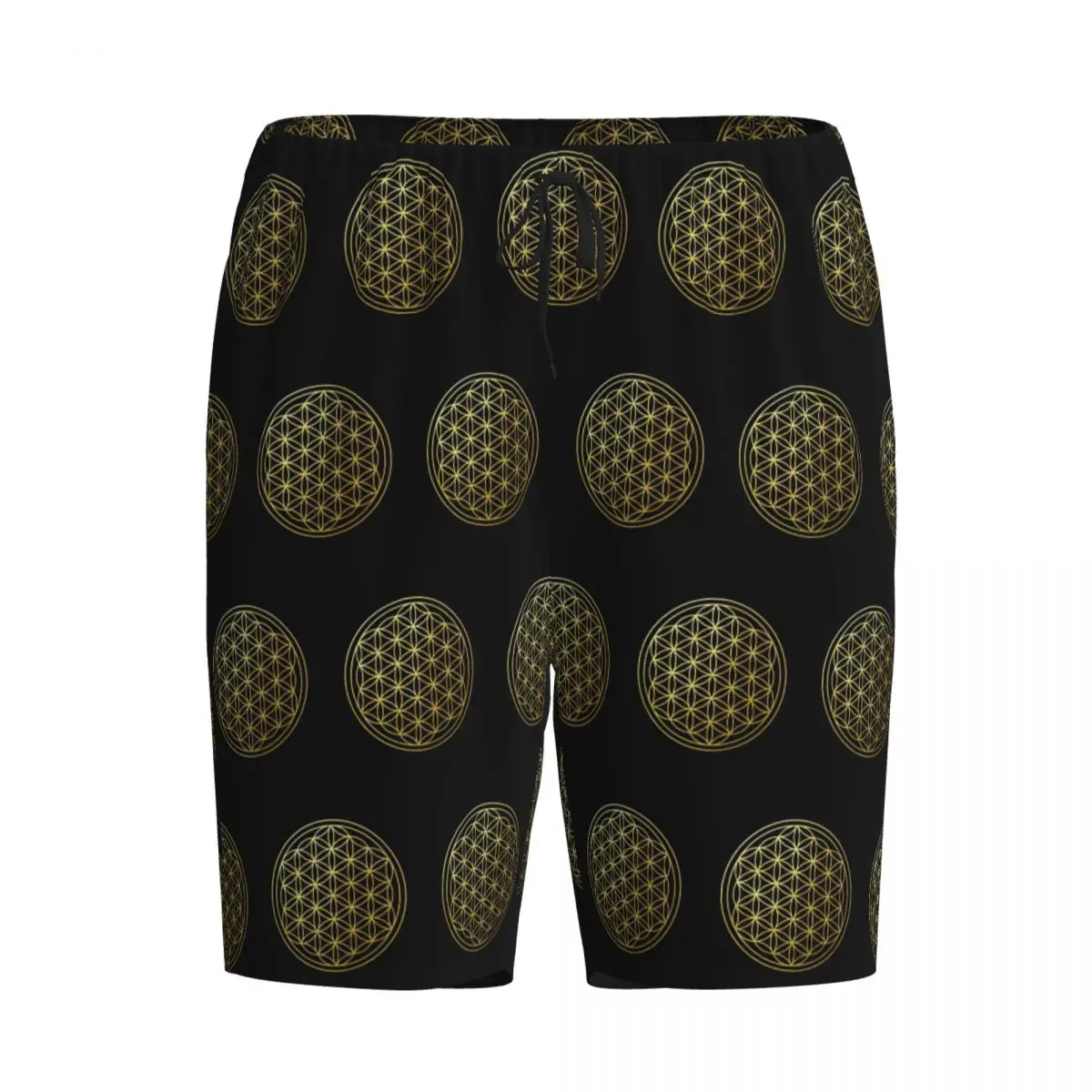 

Мужские пижамные штаны с золотой мандалой «Цветок жизни», шорты для сна, домашняя одежда, нижняя часть комплекта для отдыха