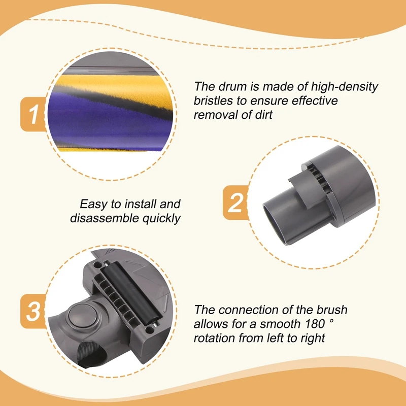 رأس فرشاة للمكانس الكهربائية اللاسلكية Dyson V6، DC58، DC59، DC61، DC62، DC74 مع ضوء LED أخضر للمنزل