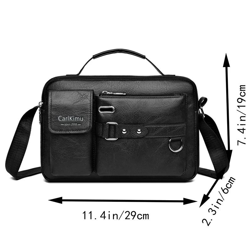 Men's Retro Waterproof Messenger Bag, Large Capacity Laptop Briefcase for Office, Travel & School