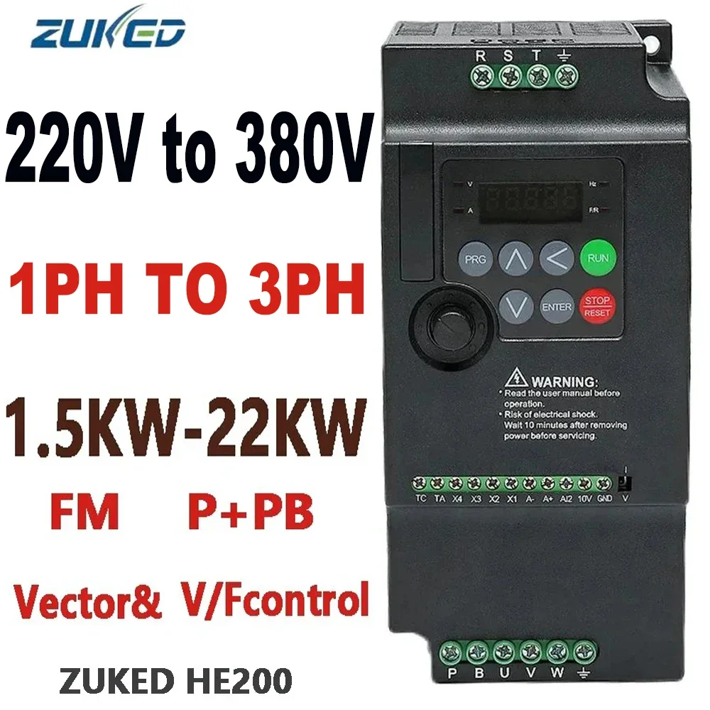 ZUKED 220V TO 380V  Economical VFD Variable Frequency Drive Converter Inverter 1.5/2.2/3.7/4/5.5/7.5/KW Motor Speed Controller