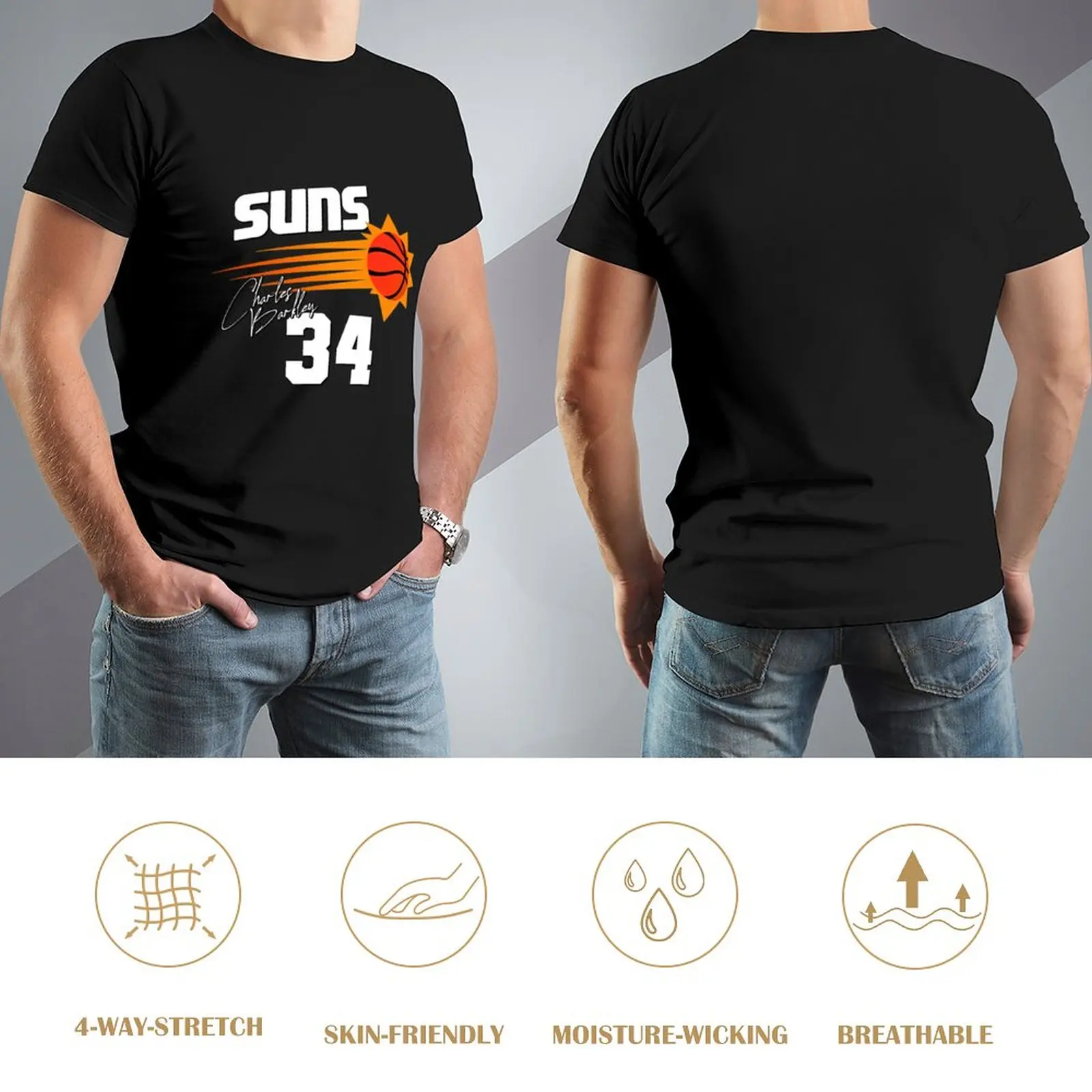 Charles Barkley T-ShirtRetro 90s Style Charles Barkley Suns Fan Art T-Shirt summer tops quick-drying t-shirt Men\'s t shirts