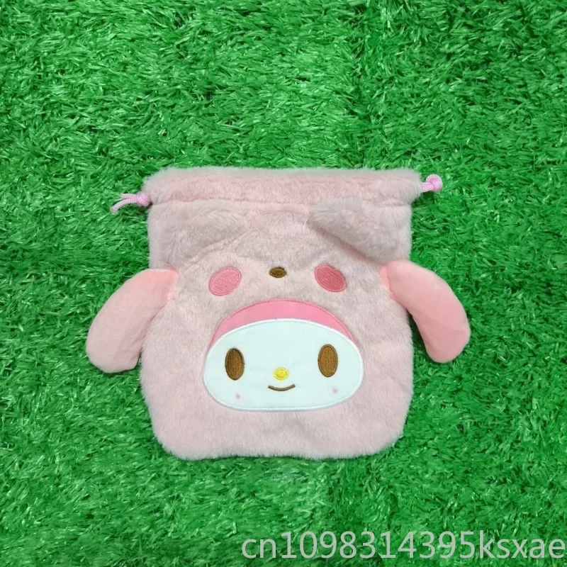 Plush Embroidered Coin Purse Drawstring Bag for Women Girl Hello Kitty Melody Portable Wallet Kawaii Creative Bag