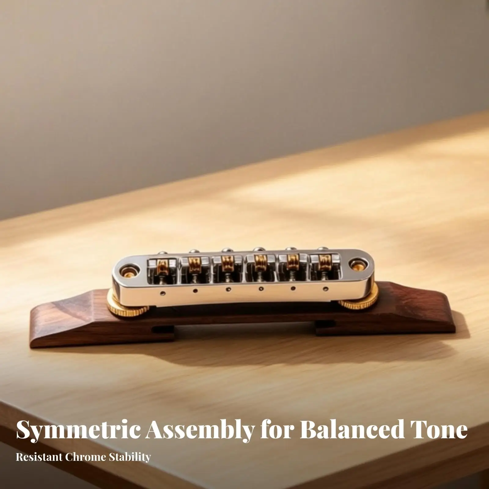 Chrome String Adjuster Guitar Bridge Wooden Base Six Saddle Electric Guitar Parts for Tuning Stability