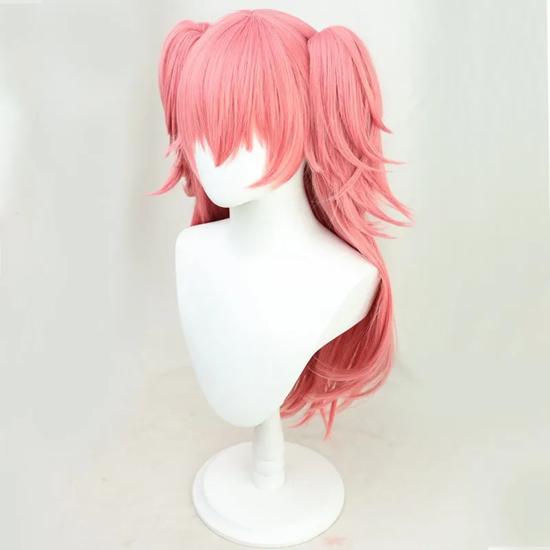 ¡Momoi Airi Wig MORE JUMP! Coletas largas rosas para niñas, Cosplay de pelo sintético corto, juego de rol