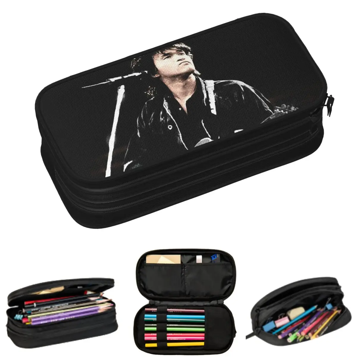 Viktor Tsoi Russia Music Rock Band Kino Pencil Cases for Students School Pen Box Pencil Bag Large Storage Pencil Pouch