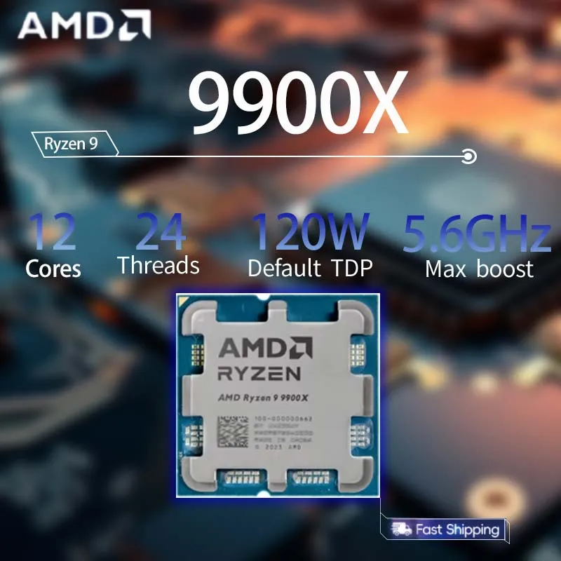 

AMD R9 9900X CPU Ryzen 9 9900x 5.6 GHz 9000 Series DDR5 12-Core 24-Thread L3=64M Game Cache Socket AM5 TDP 120W CPU