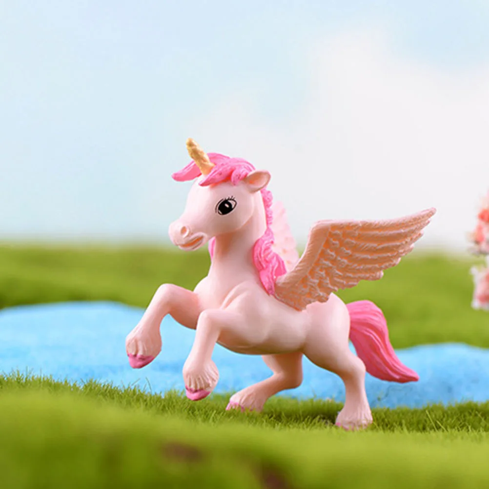 

4Pcs Cartoon Unicorn Flying Horse Micro Landscape Ornament Decoration Ideal for Party Home Gifts Unicorn Ornament