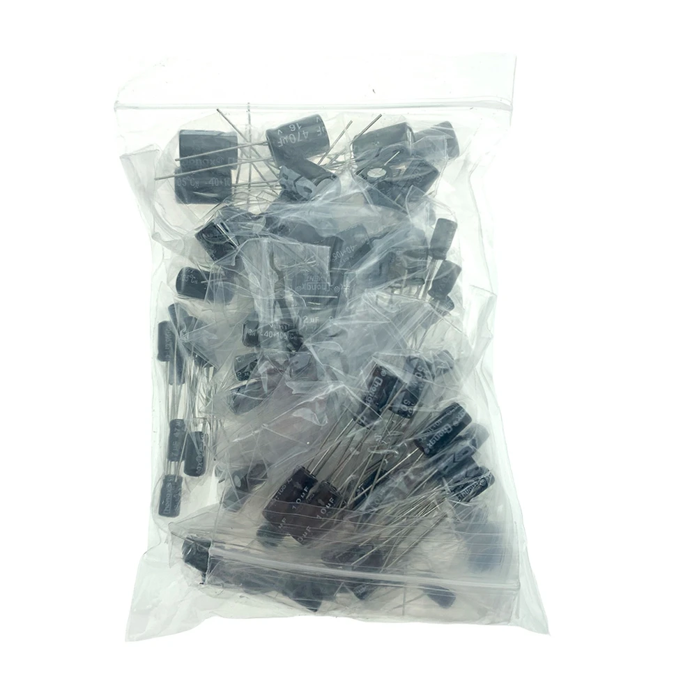 120/200/500 Stuks 16V 25V 50V 0.1uF - 1000uF Aluminium Elektrolytische Condensator Diverse Kit Box 1uF 4.7uF 10uF 47uF 220uF 330uF 470uF
