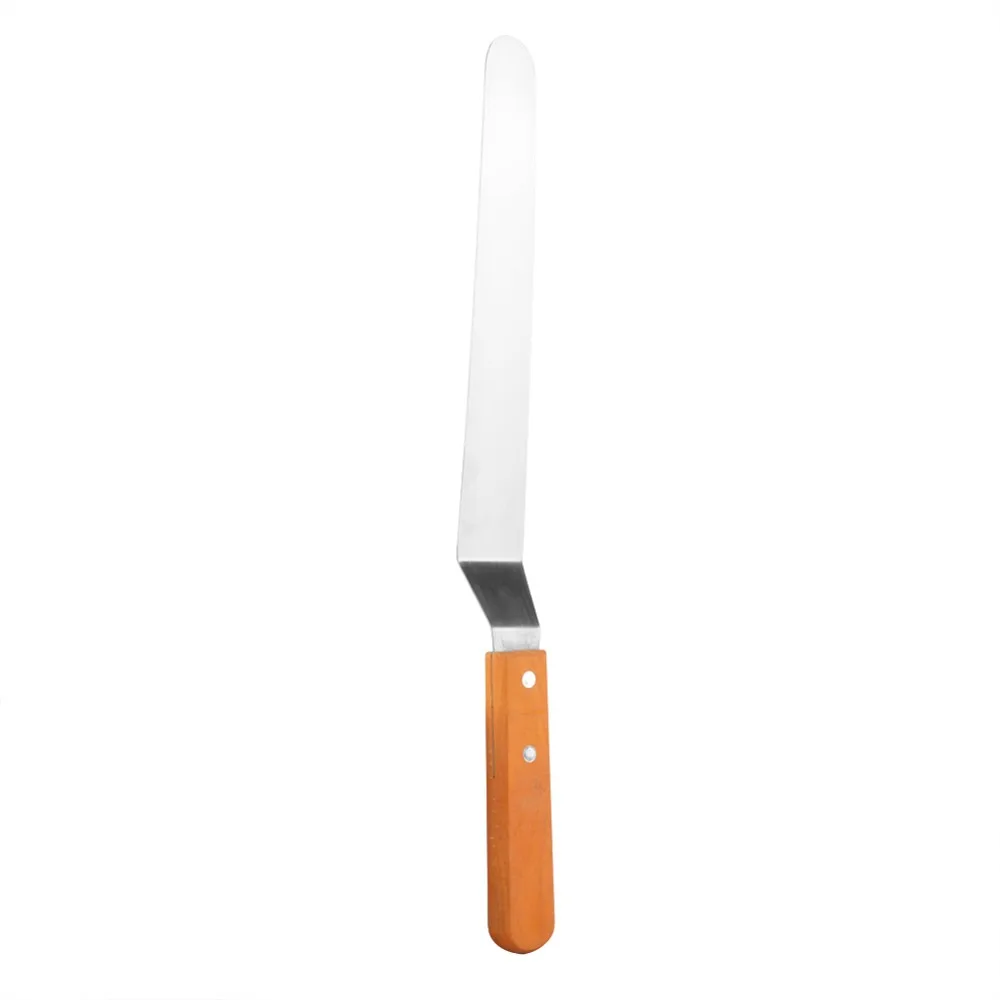 Stainless Steel Blade Cake Spatula Smooth Flat Blade Food Grade Offset Spatula Rounded Tip Riveted Handle Palette Knife