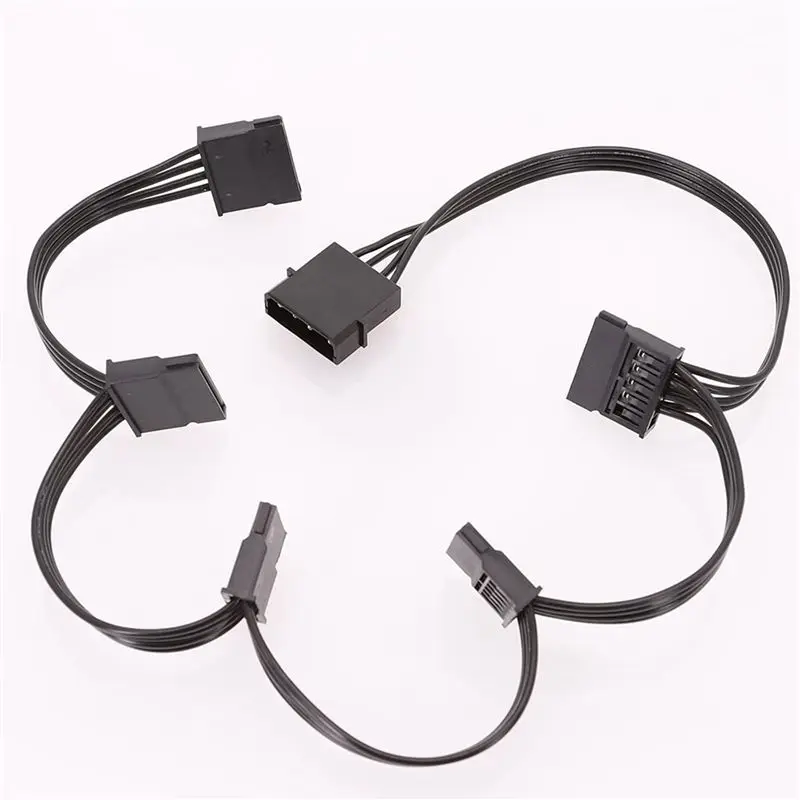 Exquisite-8PCS Molex 4Pin IDE To 5 SATA 15Pin Hard Drive Power Supply Splitter Cable For DIY PC Sever 18AWG 4-Pin To 15-Pin Powe
