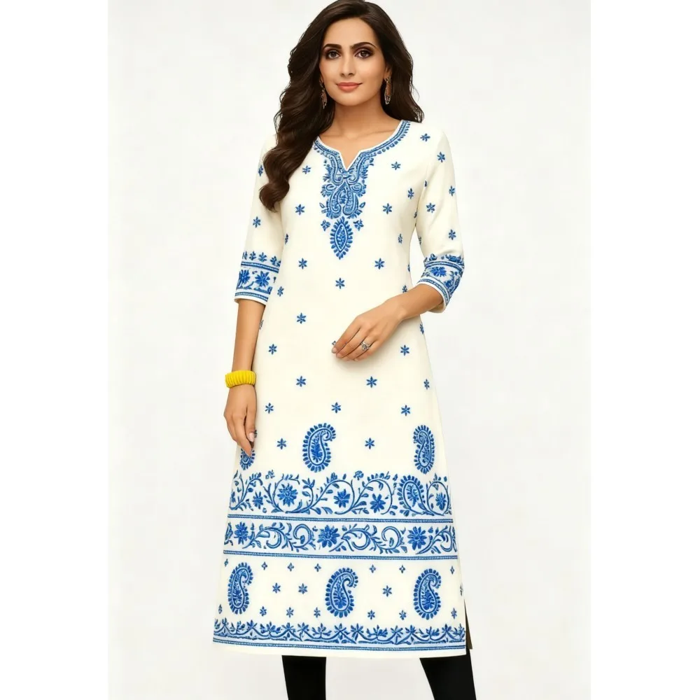 Muslim Dress Kurt Women's Fashionable And Elegant National Style Straight Tube Casual Round Neck Colorful Elephant Pattern Dress