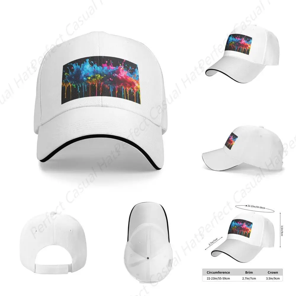 

Hot-Selling Paint Splatter Backdrop Art-Print Caps Sandwich Peaked Caps Trucker Hat Unisex Outdoor Sport Travel Sun Visor