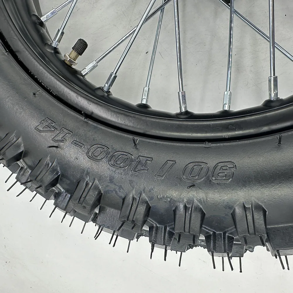 Front Or Rear Wheel 90/100-14 Dirt Tire With1.85-14 Inch Steel Circle Rims For Dirt Pit Bike Motorcycle 14\