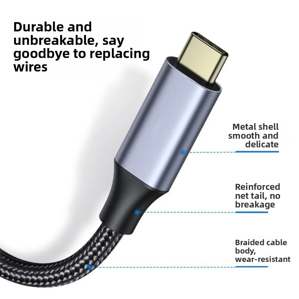 Male To Female Type-C Extension Cable PD 100W USB C 3.1 Type-C Extension Date Line Gold Plating Braided Shell