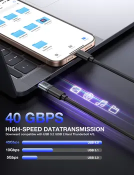 AUFU 240W magnetický USB-C adaptér s rychlým nabíjením, typ C na USB-C, USB4 konektor 40 Gbps 8K60Hz pro Thunderbolt 4 3 iPhone 16 Macbook 12 nejlepší prodej Asus XG Station Pro EGPU - №8