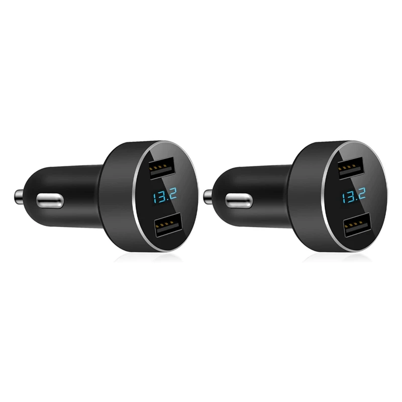 

2X Dual USB Car Charger, 4.8A Output Car Adapter, Cigarette-Lighter Voltage Meter For Iphone,Ipad,Samsung,LG, Etc, Black