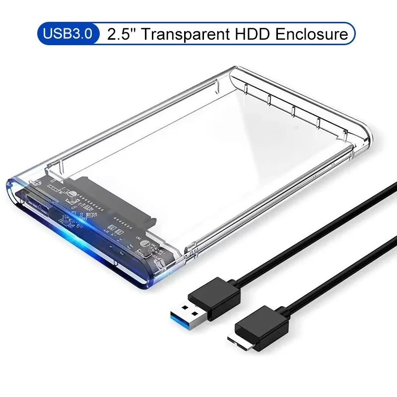 USB Type C Transparent 2.5 Inch External Storage Case SATA to USB 5Gbps HDD SSD Case Hard Drive Enclosure Support For PC Laptops
