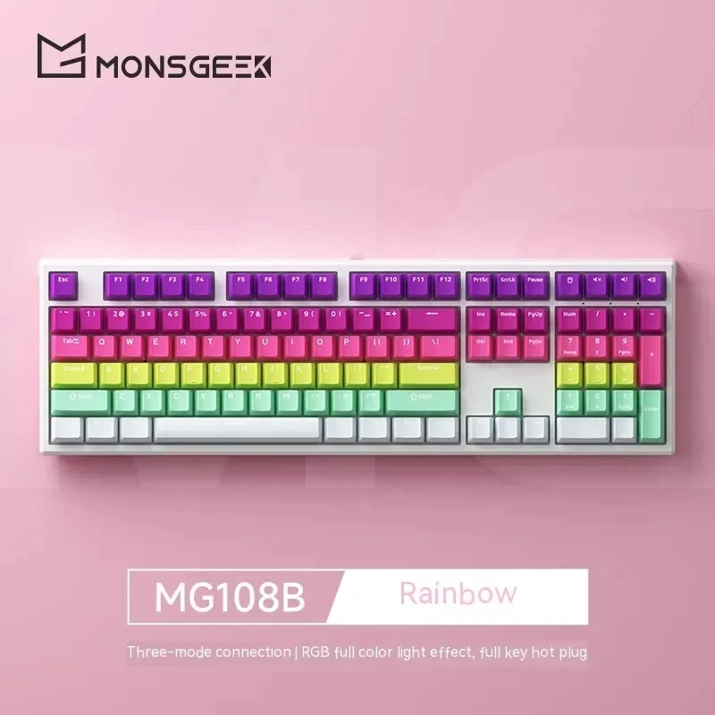 Imagem -02 - Teclado Mecânico Rgb Hot-swappable Sistema Duplo Compatível Longa Duração da Bateria Monsgeek-mg108b 3-mode