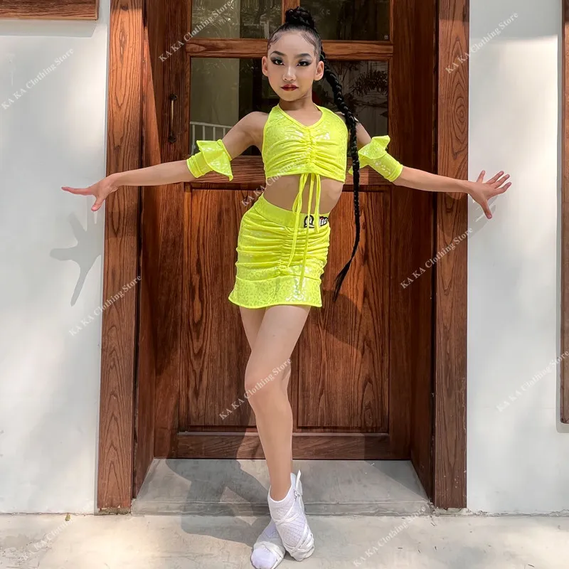 

Salsa Latin Dance Dress Child Dance Skirt Girls Ballroom Dress Standard Competition Samba Rumba Tango Latin Dance Costume Girls