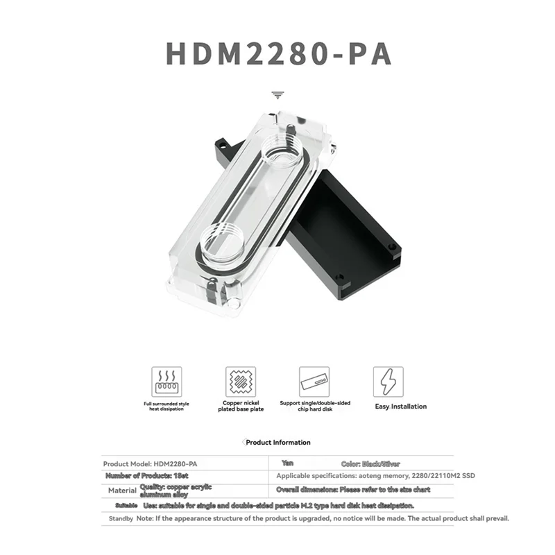 

Exquisite-Water Cooling Block For 2280/22110 PCI-E SSD, SATA M.2, Nvme Heatsink Enhanced Double-Sided Heat Dissipation A