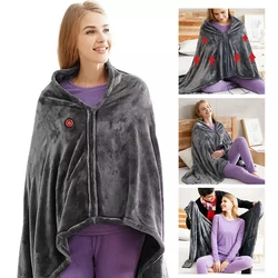 USB Heated Blanket Heated Blanket Shawl 3 Heating Level Heated Shawl Throw Blanket Coral Velvet 9 Heated Areas for Autumn Winter