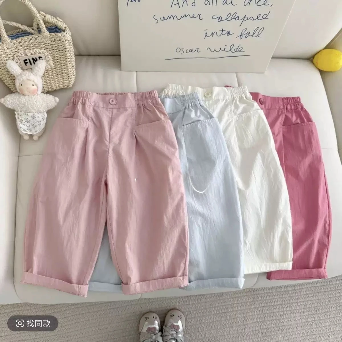 Girls' Summer Thin Children's Loose Casual Pants Stylish Baby Straight Tube Children's New Mosquito Proof Wide Leg Pants