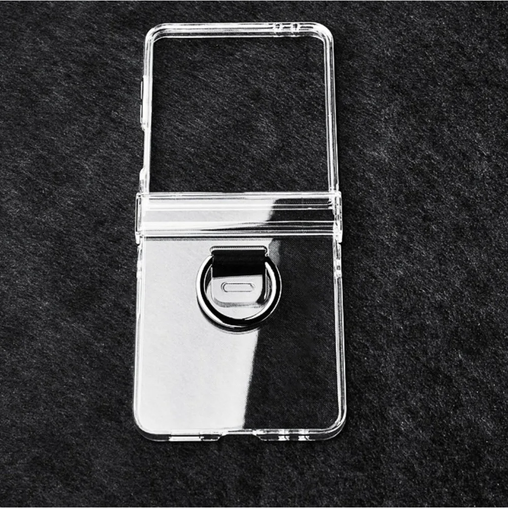 Transparent Phone Case for Samsung Galaxy Z Flip 7 FE 6 5 4 3 Flip7 Flip6 Flip5 Ring Hinge Protective Clear Slin Hard Cover