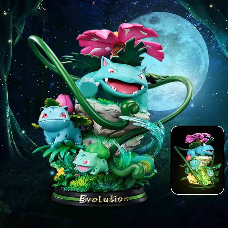 Figurine Pokemon Evolution Eevee, Charizard Raichu Mewtwo Dragonite Venusaur Gengar, modèle lumineux, cadeaux de décoration