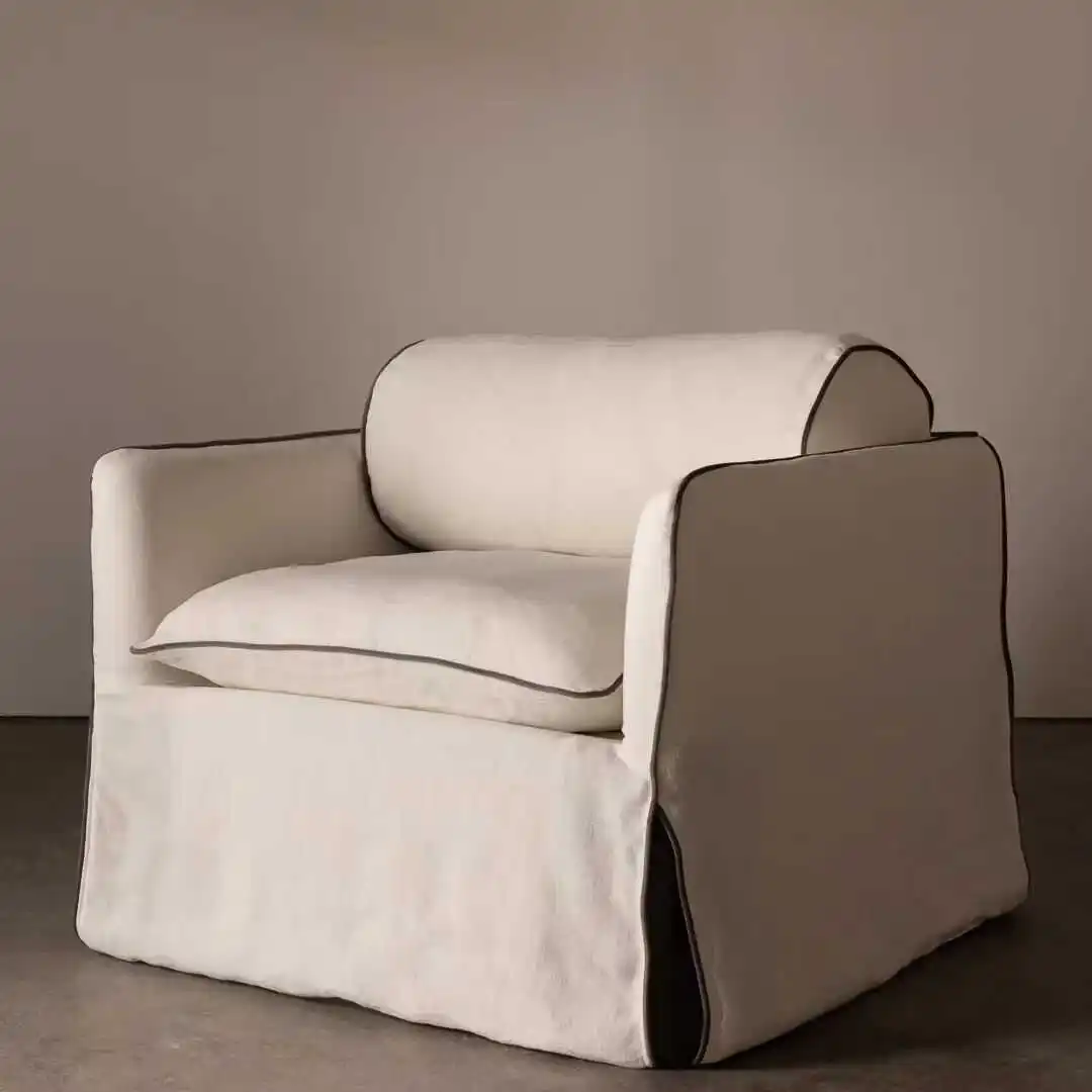 Single sofa Lazy leisure sofa Linen fabric removable sofa