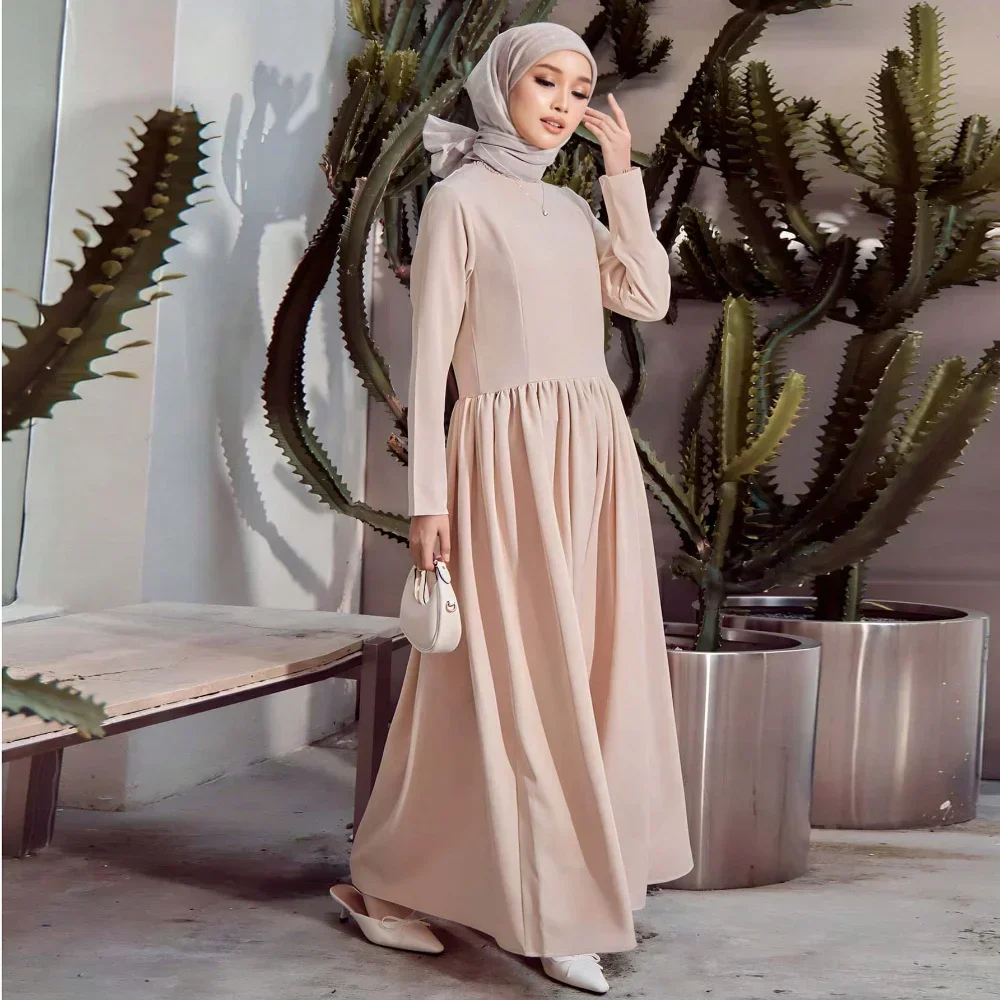 Full Sleeve Modesty Long Dress Women Casual Maxi Dresses Muslim Casual Evening Dress Turkey Kaftans Women's Clothing