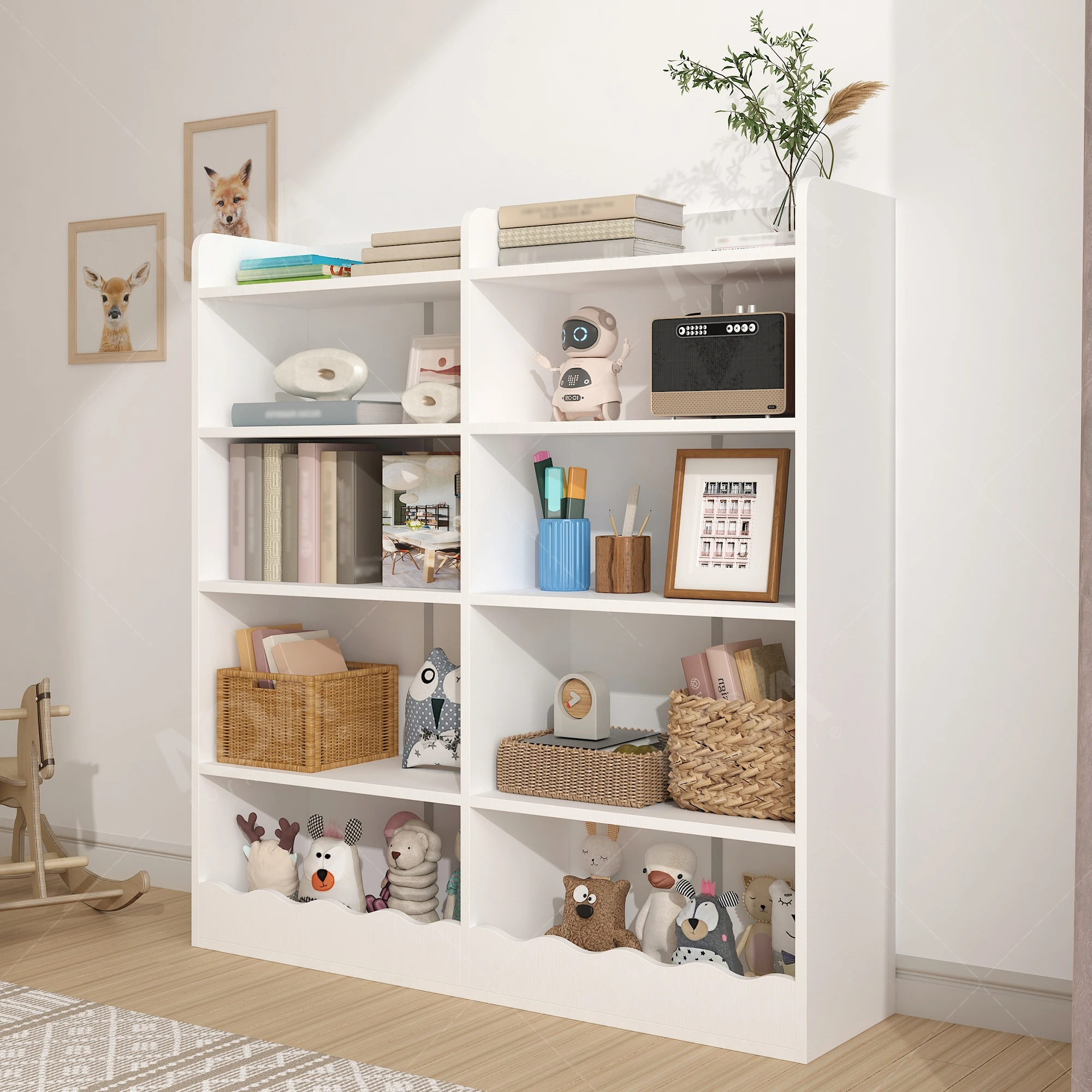 ชั้นวางหนังสือเด็ก 5 ชั้น สีขาว สไตล์โมเดิร์น สำหรับเด็กเล็ก เด็กวัยหัดเดิน ของเล่นเด็ก ตู้เก็บของ รับเลี้ยงเด็ก เฟอร์นิเจอร์อ่านหนังสือ สินค้าในสต็อกในสหรัฐอเมริกา