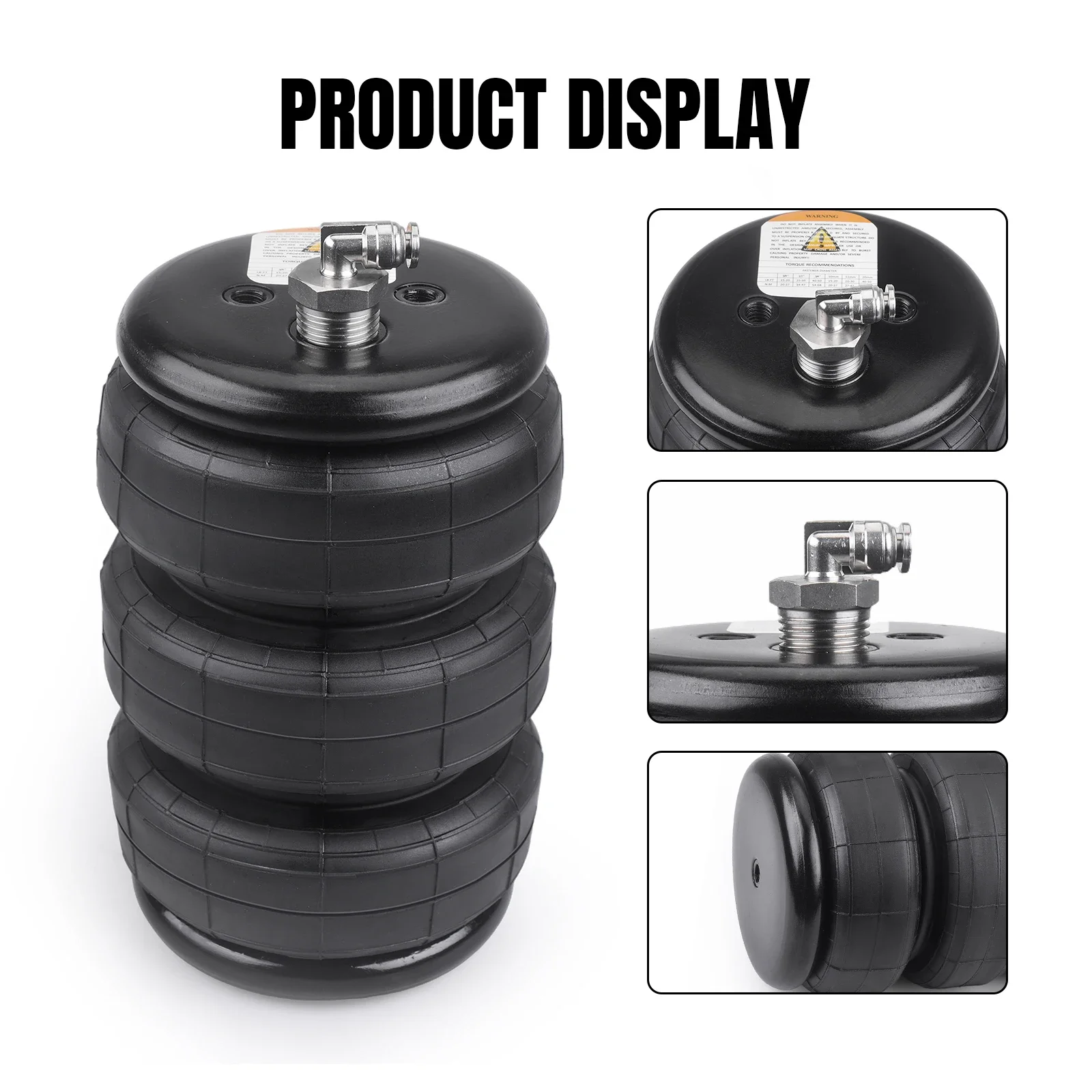 

2PCS Universal 3E2300 Air Ride Suspension Shock Absorber 2PCS 3-Row Rubber Air Bags + Quick Connector - Suitable for Trucks