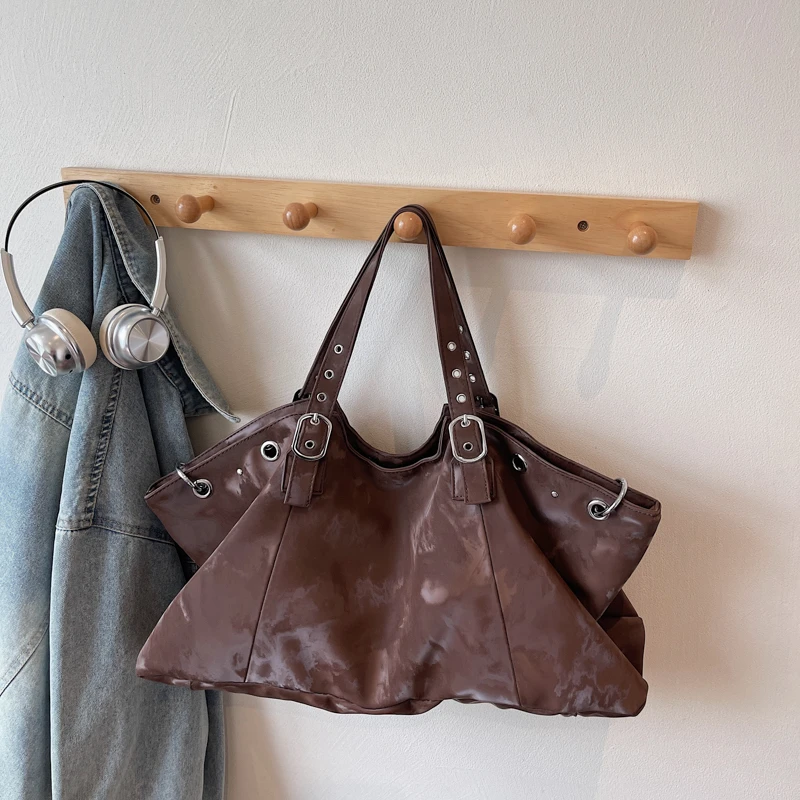 

PU Solid Color Halation Shoulder Bags Autumn New Buckle Ring Women's Bags on Sale 2025 High Quality Large Capacity Handbags