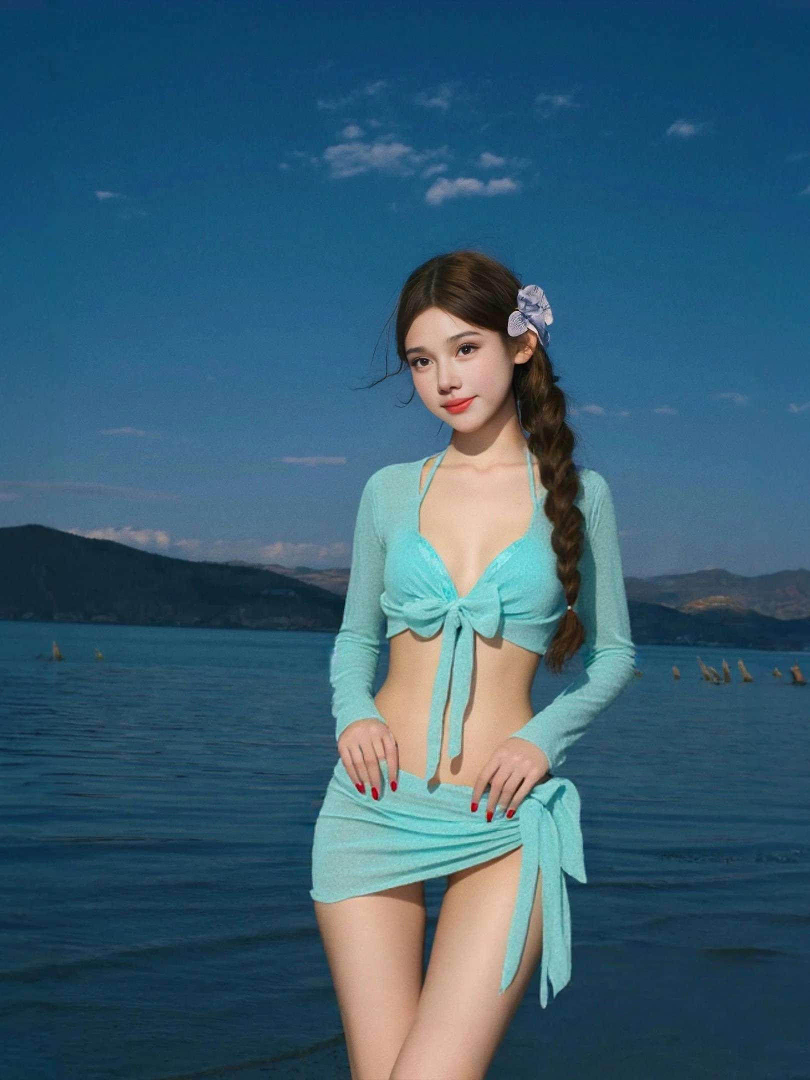 

New 2025 Women's Swimsuit Long Sve Holiday Sun Protection Four-piece Bikini Beautiful Sexy Swimming Costume f Sweet Tre...