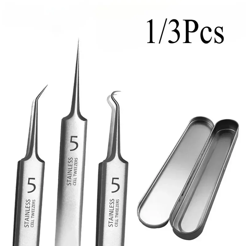 German Ultra-Fine No. 5 Cell Blackhead Tweezers High Precision Acne Pimple Remover Clip Deep Pore Cleaning Beauty Salon Tools