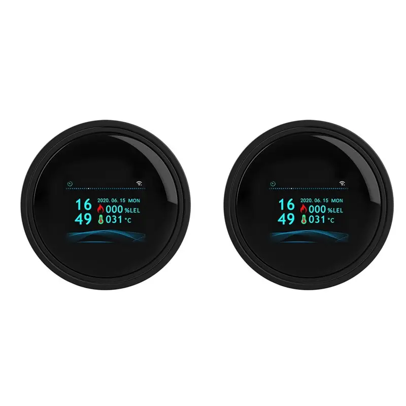 B50B-2X Wifi Natural Gas Sensor Tuya Smart Alarm Gas Leakage Detector Fire Security Digital LCD Temperature Display