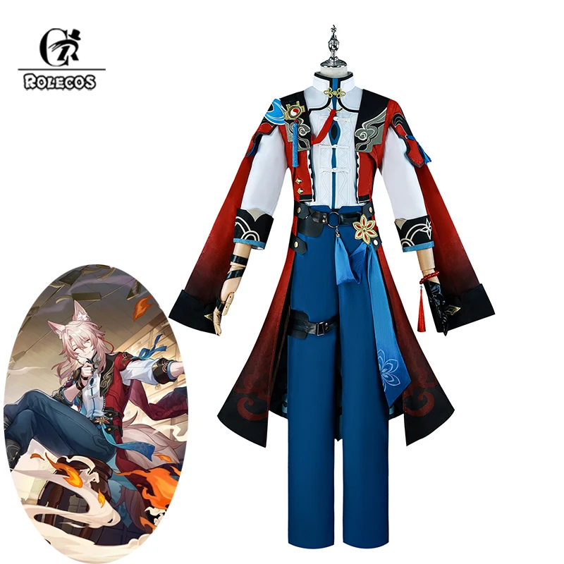 

ROLECOS Honkai Star Rail Jiaoqiu Cosplay Costume Foxian Healer Jiaoqiu Men Suit Halloween Carnival Party Uniform with Tail