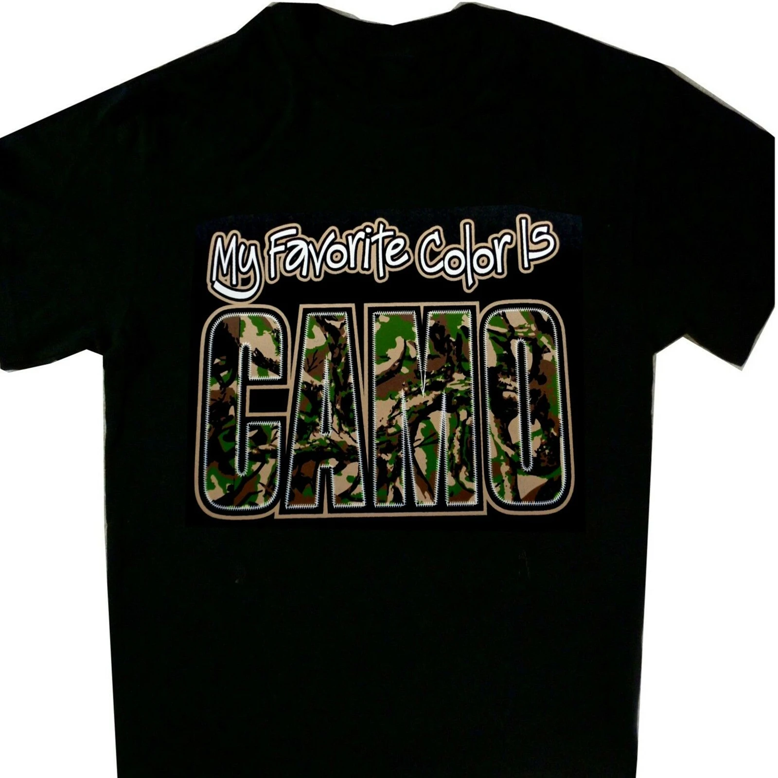 My Favorite Color Is Camo Tee Cool Tshirt Black Breathable Top, Loose Casual Mens T-shirt S-3XL