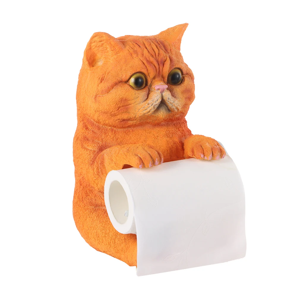 Resin Cat Toilet Paper Holder Wall Mounted Storage Dispenser Kitchen Tissue Dispenser Bathroom Paper Towel Dispenser