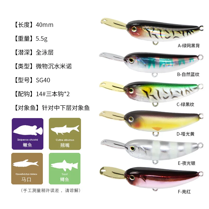 Riser Pencil Fishing Lures, Mini isca Minnow, boca dura artificial, Wobblers, tiro longo, listra branca, 5,5g, 8,5g, 1pc