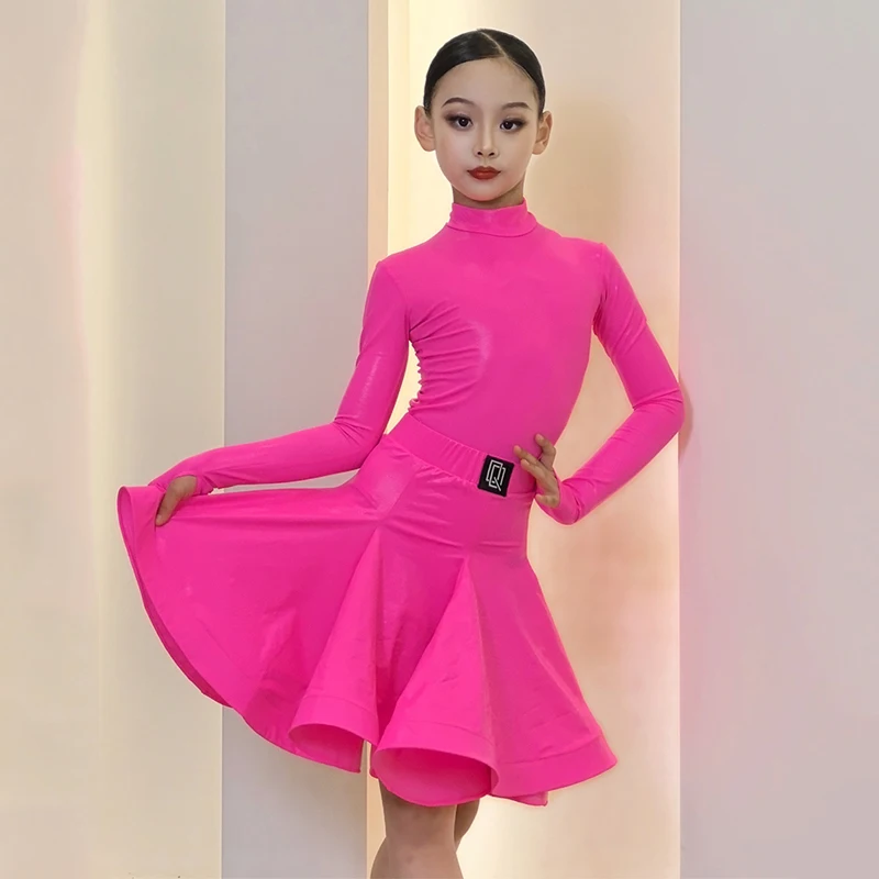 6 Colors Bright Leather Latin Dance Professional Dresses Girls Ballroom Dance Competition Clothes Stage Performance Wear SL9720