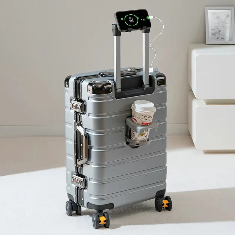 حقيبة متينة ذات سعة كبيرة للرجال والنساء بإطار من الألومنيوم بعجلة عالمية وحقيبة كلمة مرور للسفر للطلاب