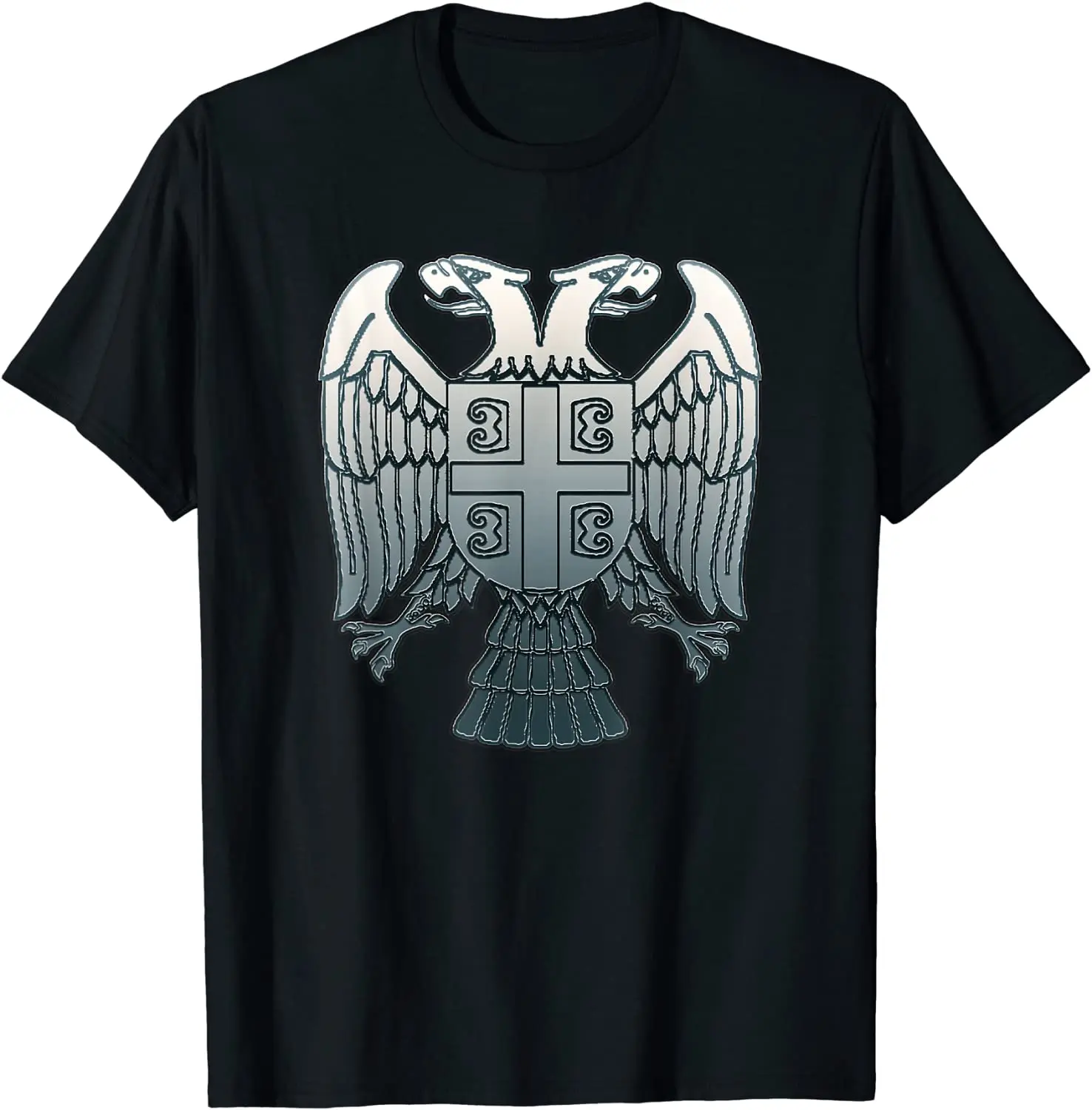 Serbian Double Headed Eagle Emblem - Serbia Coat of Arms Men T-Shirt Short Casual 100% Cotton Shirts